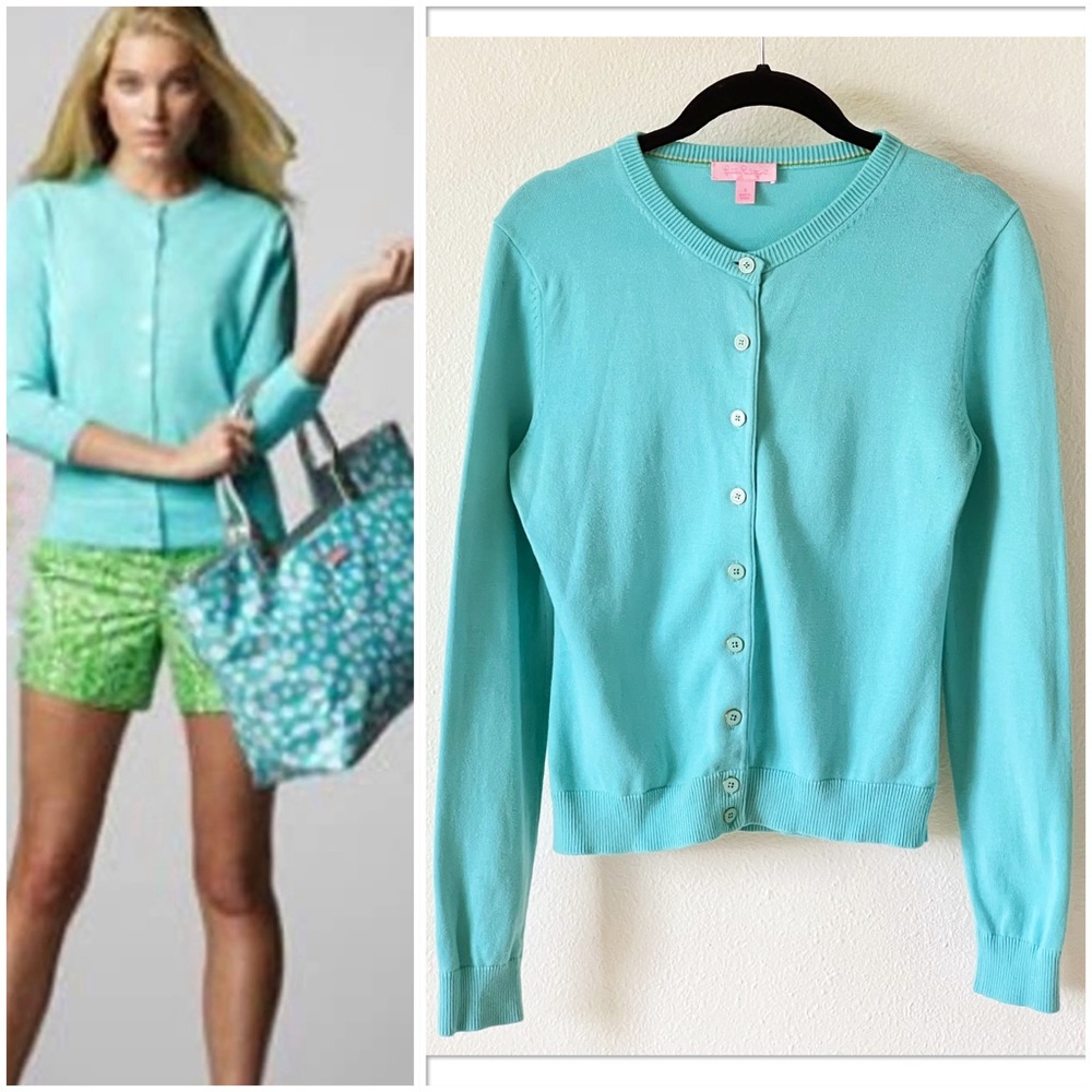 Lilly Pulitzer Seafoam Green Crewneck Button Cardigan